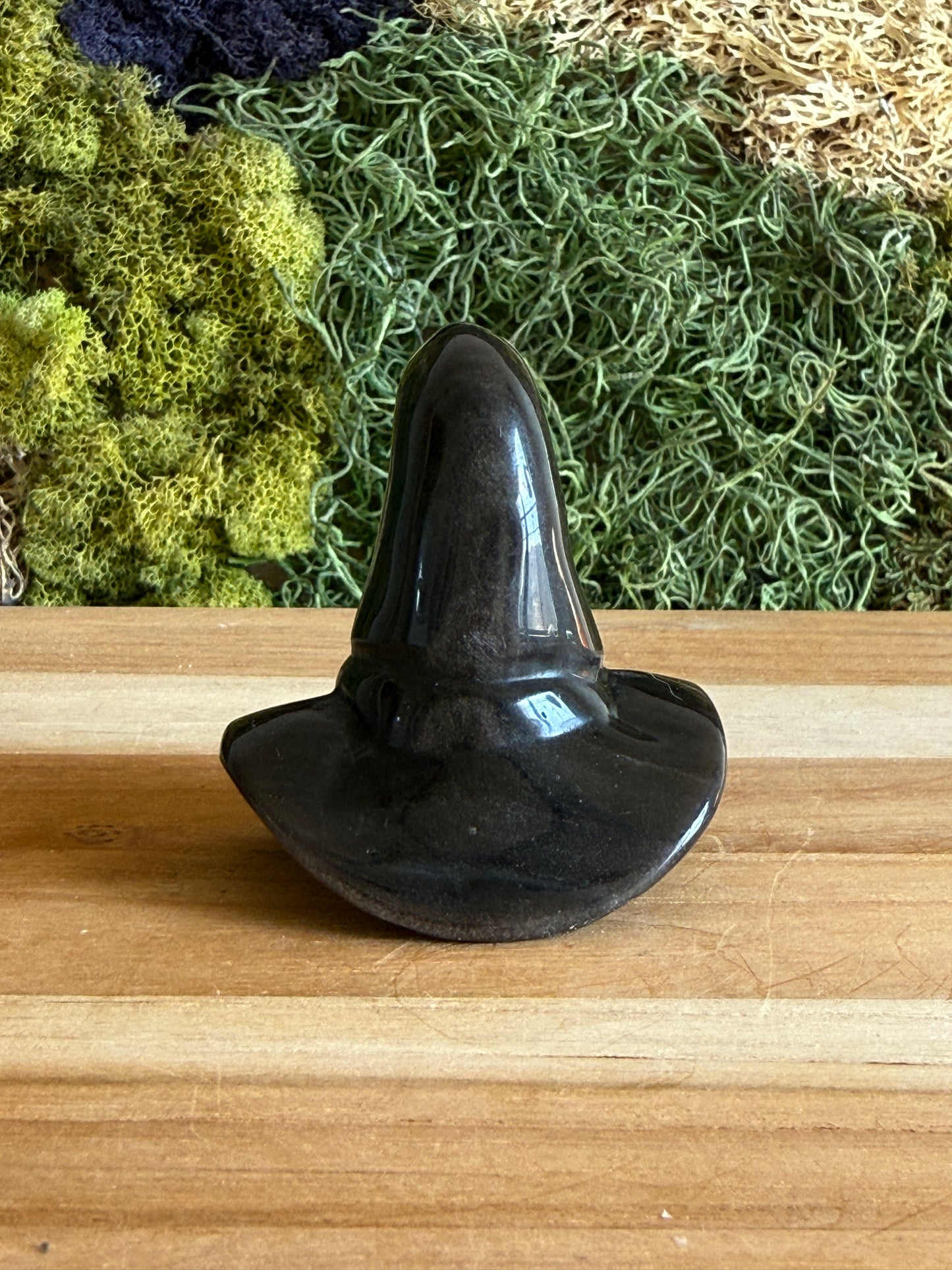 SILVER SHEEN OBSIDIAN WITCH HAT