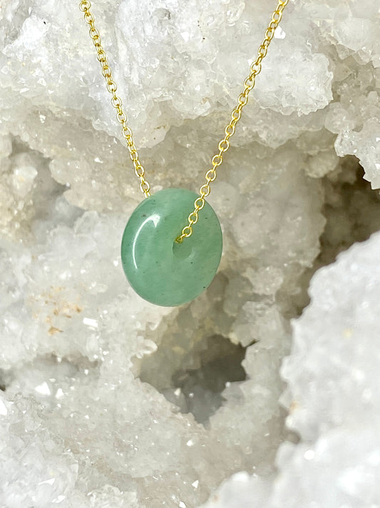 GREEN AVENTURINE 20IN GOLD PLATED NECKLACE