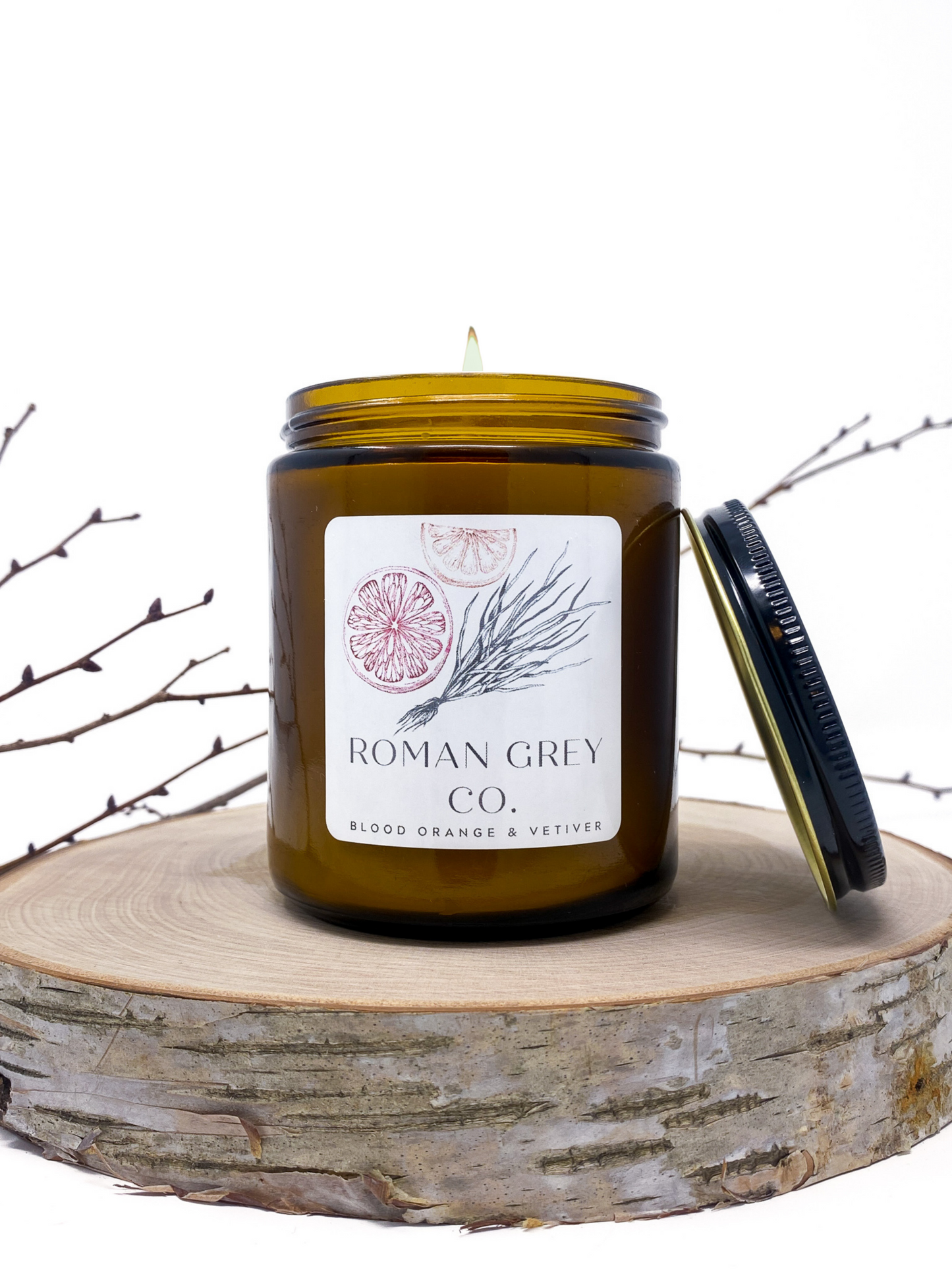 BLOOD ORANGE & VETIVER SOY CANDLE 8 OZ.