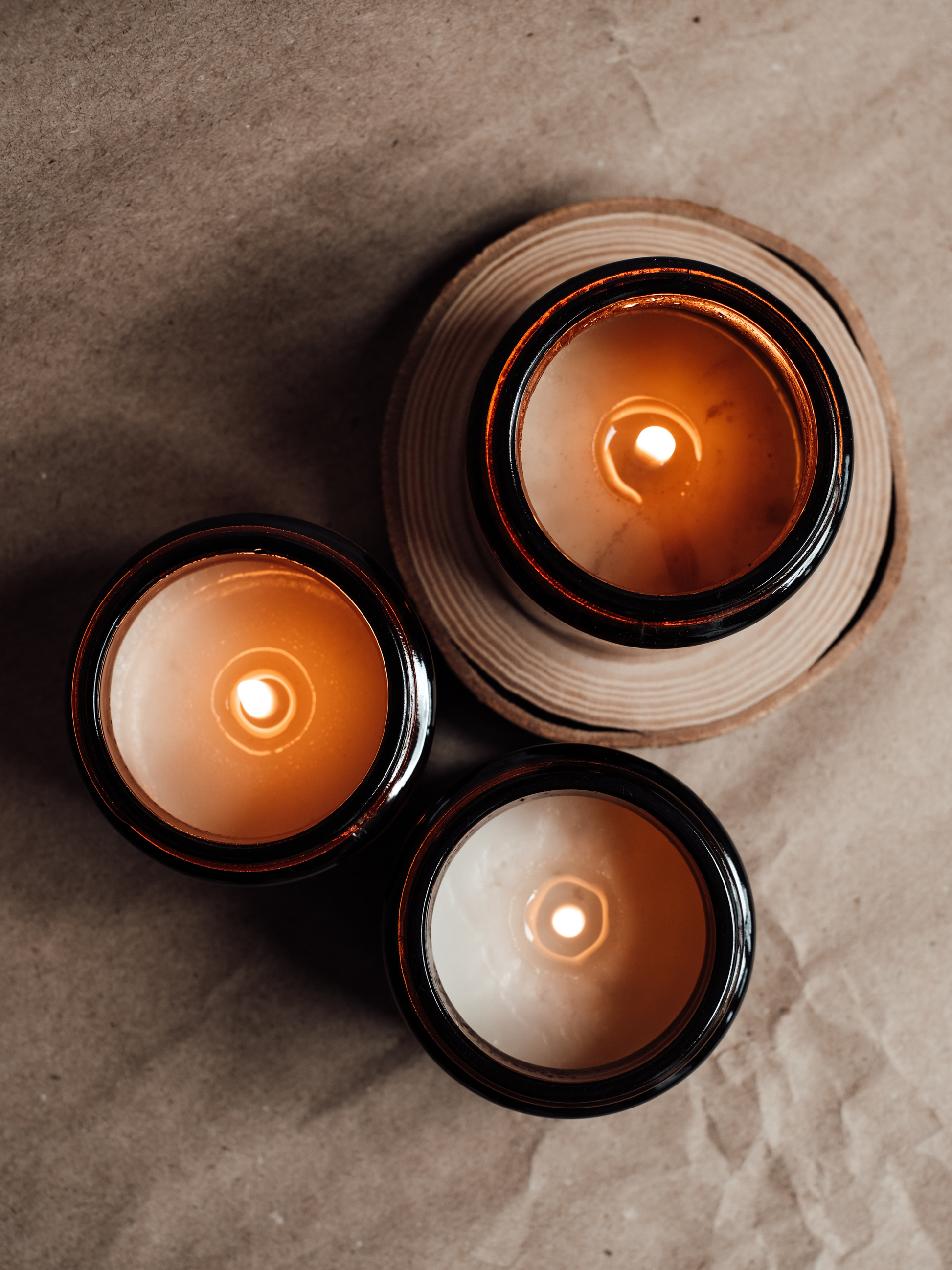 Roman grey co soy candle, top view