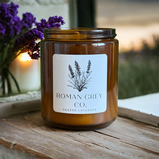 SMOKED LAVENDER SOY CANDLE 8 OZ.