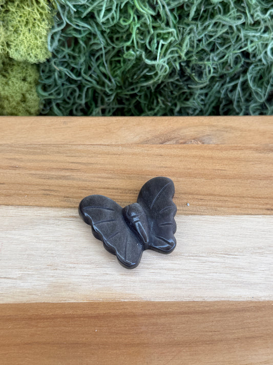 SILVER SHEEN OBSIDIAN BUTTERFLY