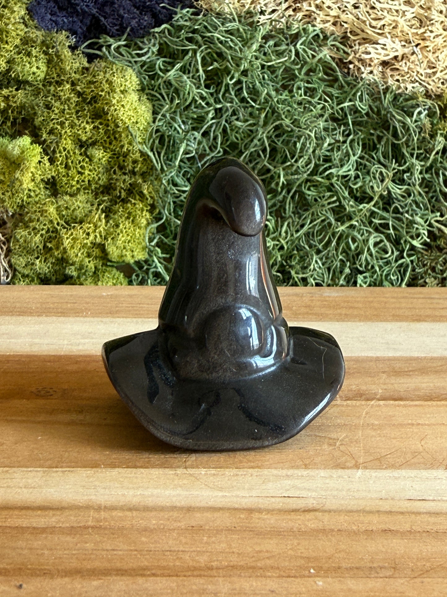 SILVER SHEEN OBSIDIAN WITCH HAT