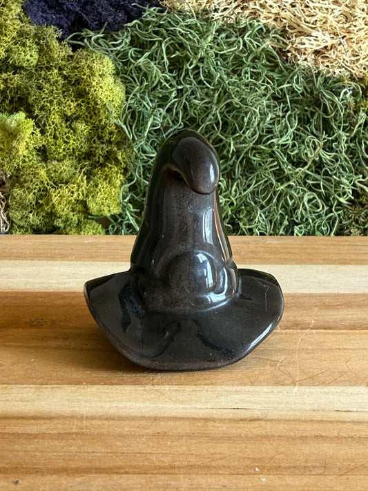 SILVER SHEEN OBSIDIAN WITCH HAT