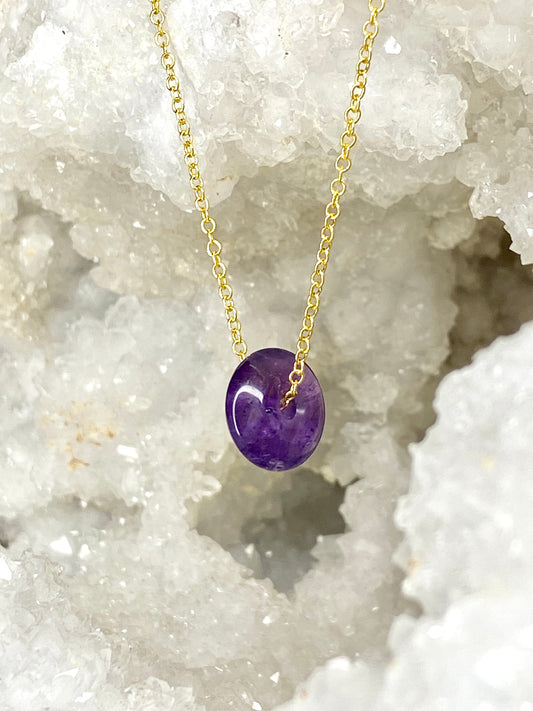 AMETHYST 20IN GOLD PLATED NECKLACE