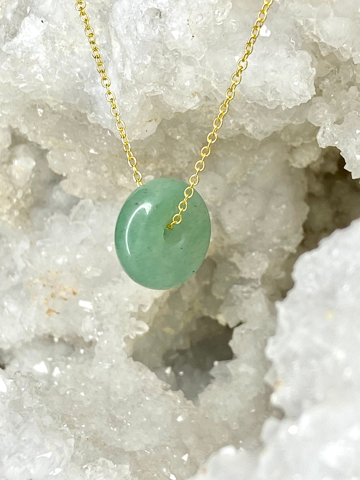 GREEN AVENTURINE 20IN GOLD PLATED NECKLACE