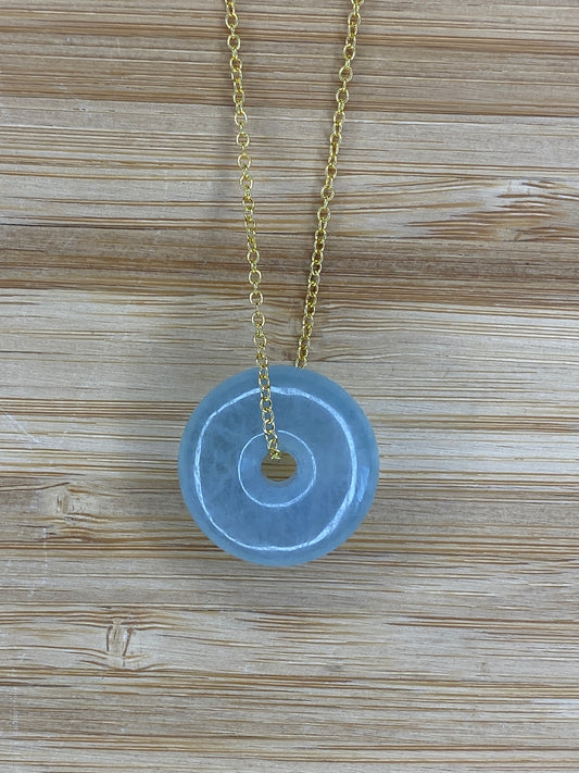 AQUAMARINE 20IN GOLD PLATED NECKLACE